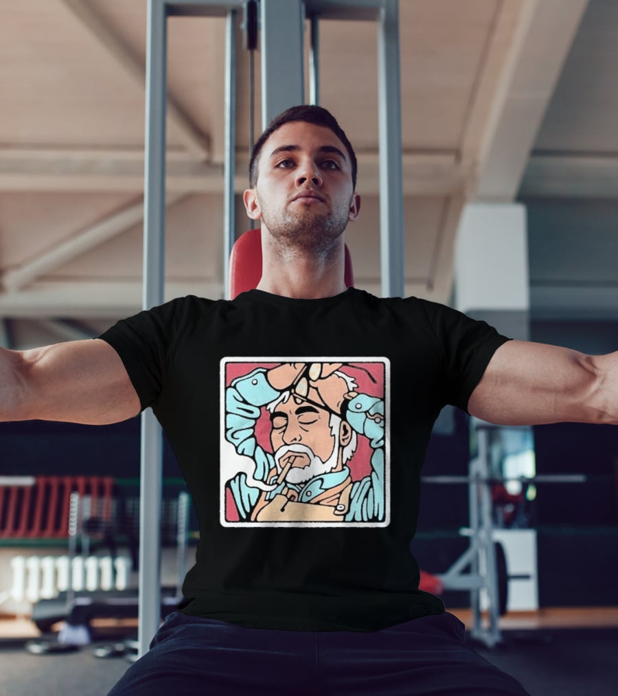 Drew Wise Tired Relaxed Bearded Figure With Pipe And Eyeglasses Japanese Ukiyo E T-Shirt
