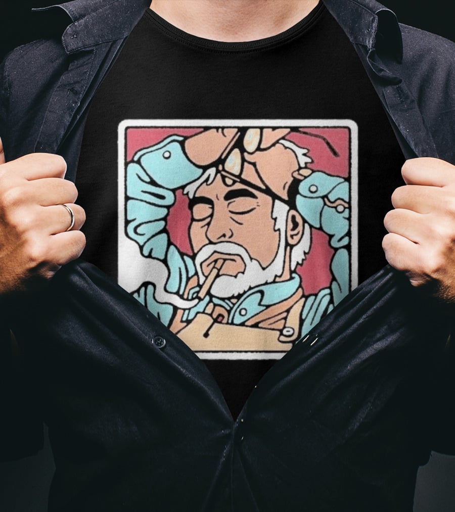 Drew Wise Tired Relaxed Bearded Figure With Pipe And Eyeglasses Japanese Ukiyo E T-Shirt