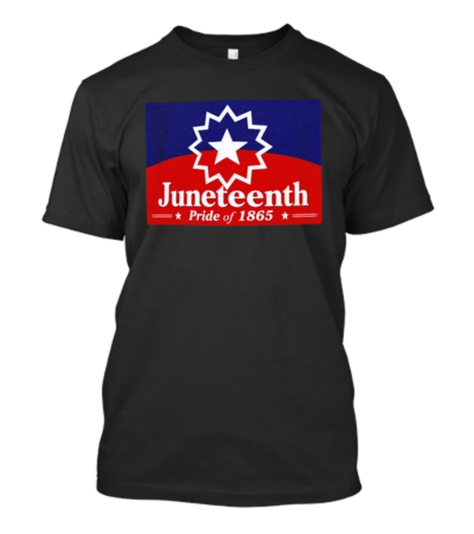 Juneteenth Pride Of 1865 Starburst Symbol On Red And Blue T-Shirt
