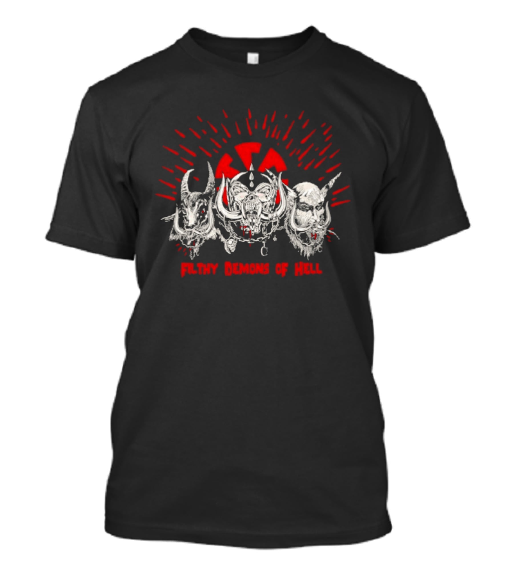 Filthy Demons Of Hell Heavy Metal Satanic Skulls And Radiation T-Shirt