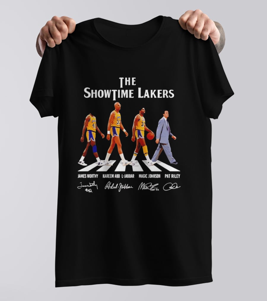 The Showtime Lakers James Worthy Kareem Abdul Jabbar Magic Johnson Pat Riley Abbey Road T-Shirt
