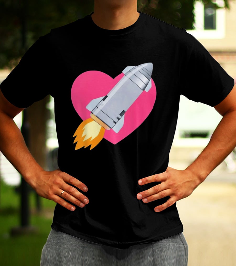 Merger Rocket Heart Space Love Launch T-Shirt