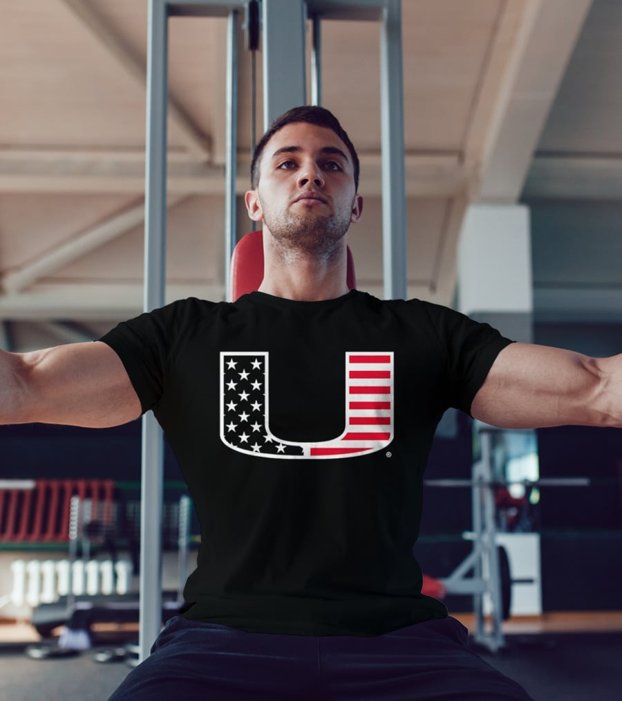 Stars And Stripes Miami Hurricanes U American Flag T-Shirt