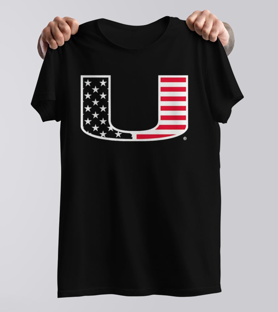 Stars And Stripes Miami Hurricanes U American Flag T-Shirt