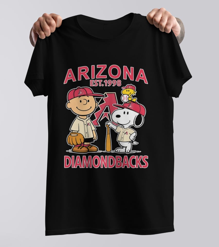 Peanuts Arizona Diamondbacks Est 1998 Charlie Brown Snoopy Woodstock Baseball Collaboration T-Shirt