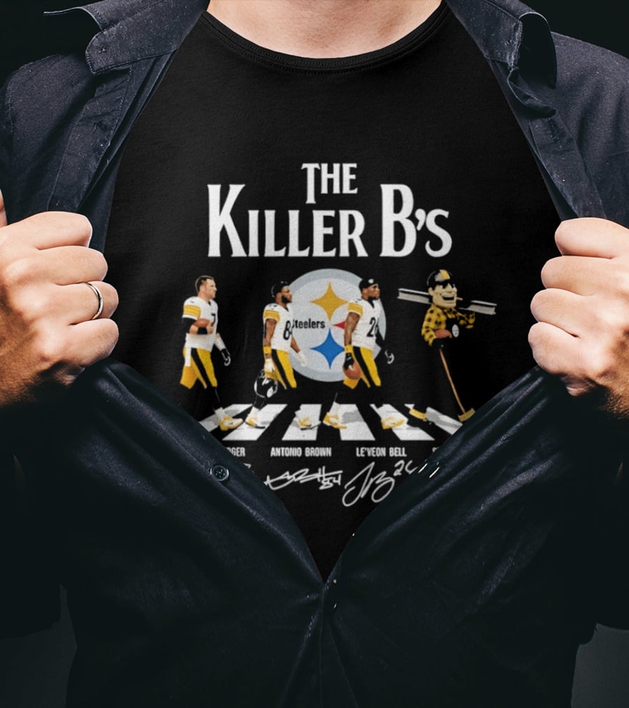 Pittsburgh Steelers The Killer B's Abbey Road Ben Roethlisberger Antonio Brown Le'Veon Bell Steely McBeam T-Shirt