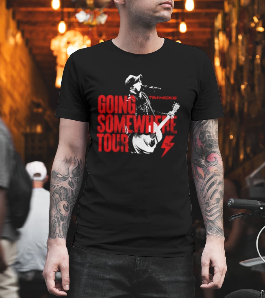 Tim Hicks Going Somewhere Tour Guitar Lightning Bolt T-Shirt