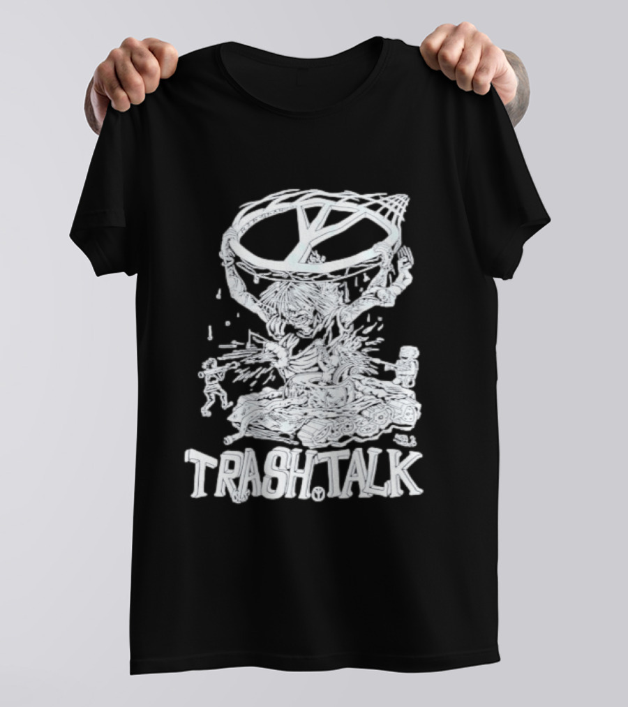 Trash Talk Tank War Hardcore Punk Skater And Tank Collision T-Shirt