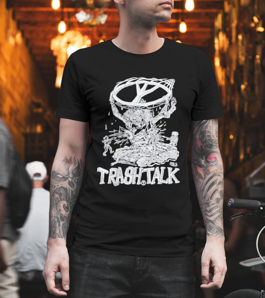 Trash Talk Tank War Hardcore Punk Skater And Tank Collision T-Shirt