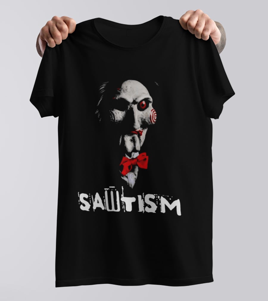 Sawtism Billy Puppet Jigsaw Horror Dark Humor T-Shirt