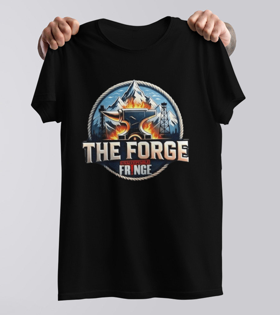The Forge Unacceptable Fringe Anvil Mountains Oil Rigs Fire Rope Circle T-Shirt
