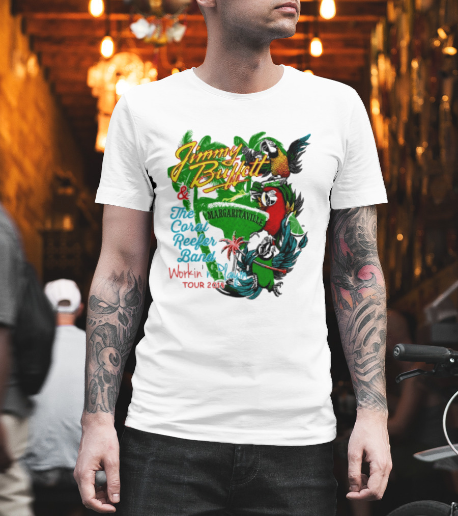 Jimmy Buffett Margaritaville Workin' And Playin' Tour 2015 Coral Reefer Band T-Shirt