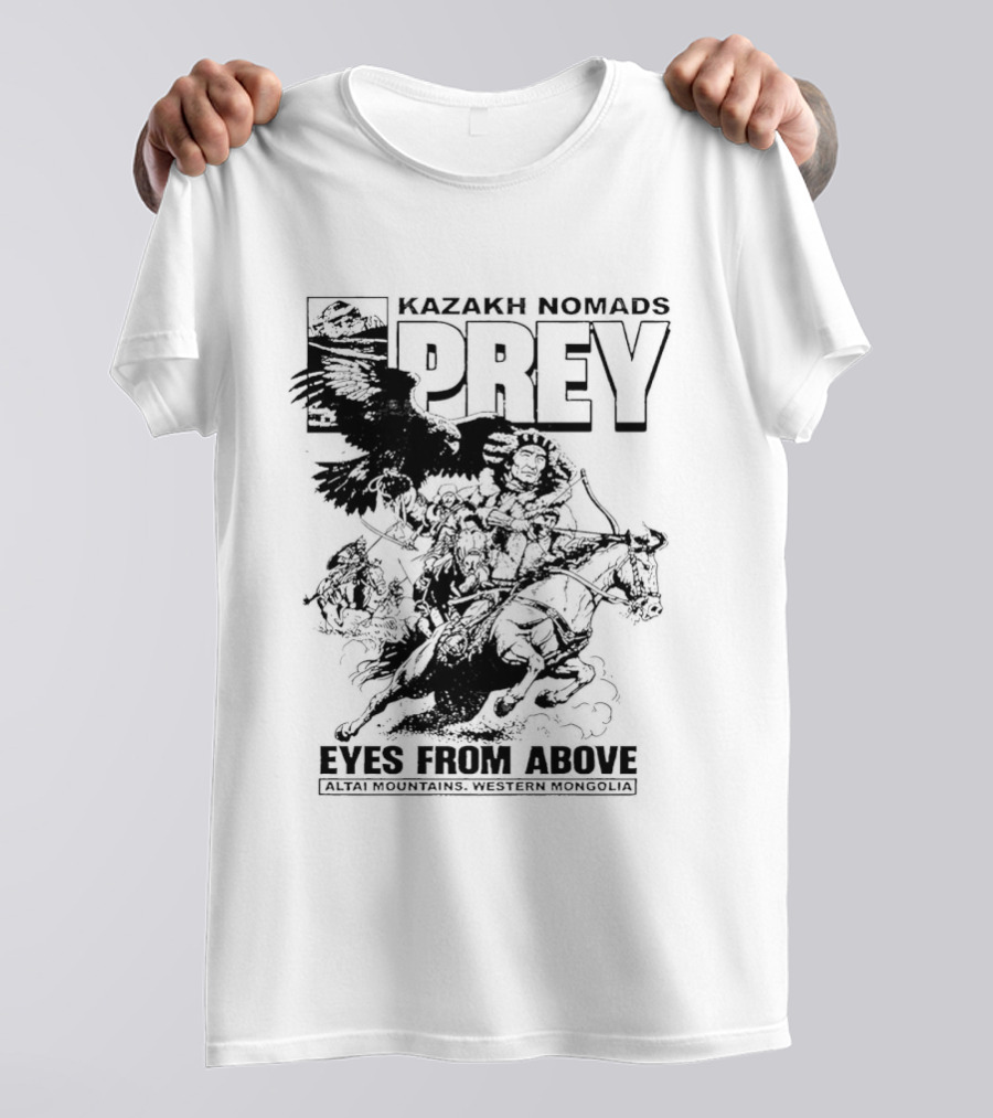 Kazakh Nomads Prey Altai Mountains Western Mongolia Eagle Rider T-Shirt