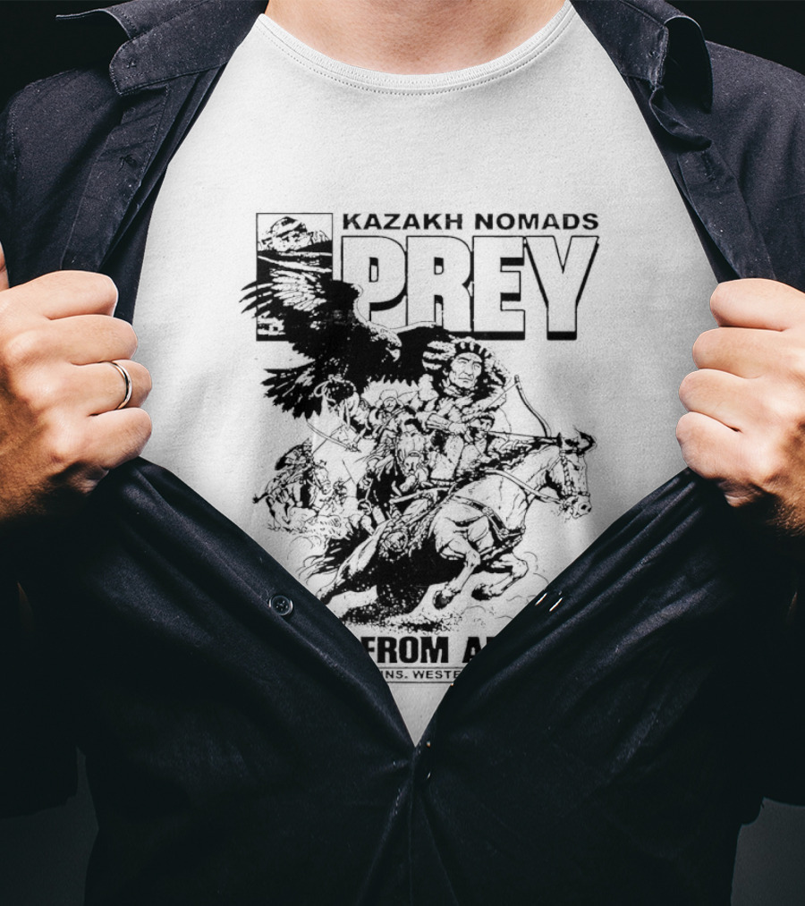 Kazakh Nomads Prey Altai Mountains Western Mongolia Eagle Rider T-Shirt