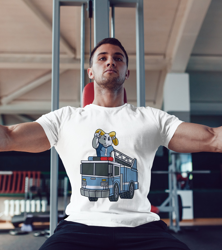 UNC Tar Heels Ram Mascot On Fire Truck Sports Team Merchandise T-Shirt