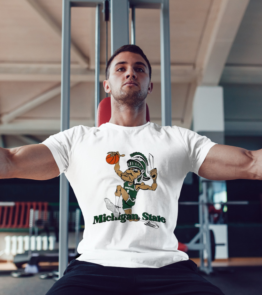Michigan State Spartans Gruff Sparty Dunking Basketball T-Shirt