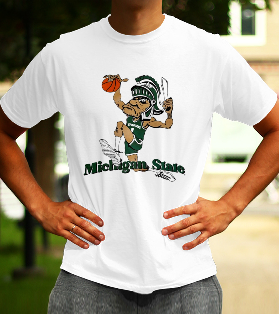 Michigan State Spartans Gruff Sparty Dunking Basketball T-Shirt