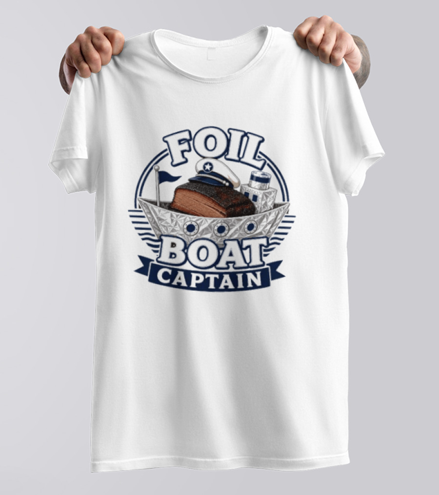 Foil Boat Captain Barbecue Smoker BBQ Brisket T-Shirt