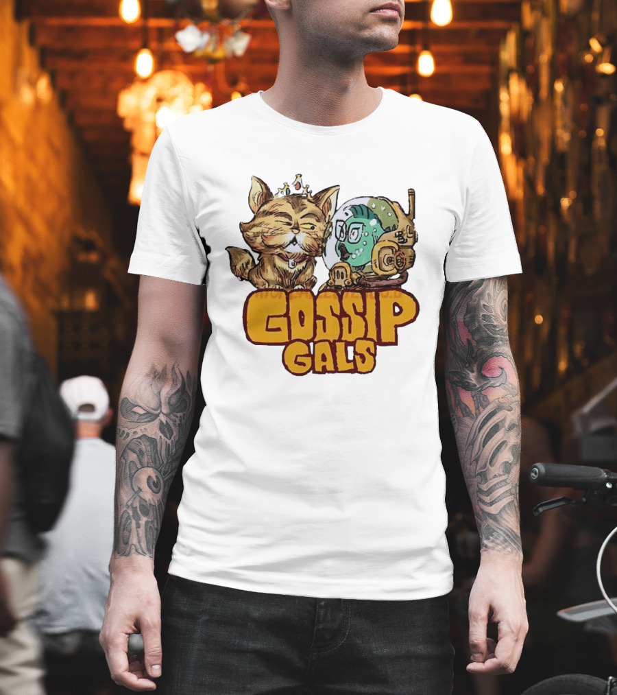 Gossip Gals Royal Cat With Crown And Fish In Astronaut Helmet T-Shirt