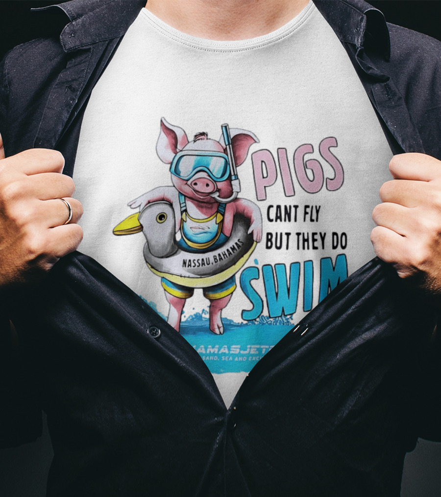 Pigs Fly Nassau Scuba Sand Sea Swim T-Shirt