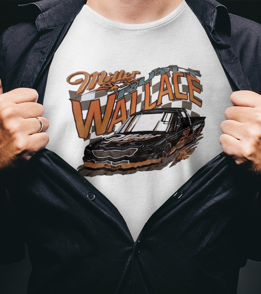 Rusty Wallace Miller F 150 22 NASCAR Racing Race Car Checkered Flag T-Shirt