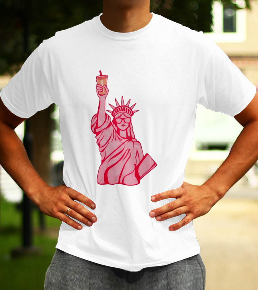 Statue Of Liberty Sunglasses Iced Drink T-Shirt