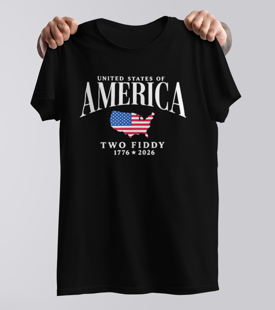 United States Of America Map Flag Two Fiddy 1776 2026 Celebration T-Shirt