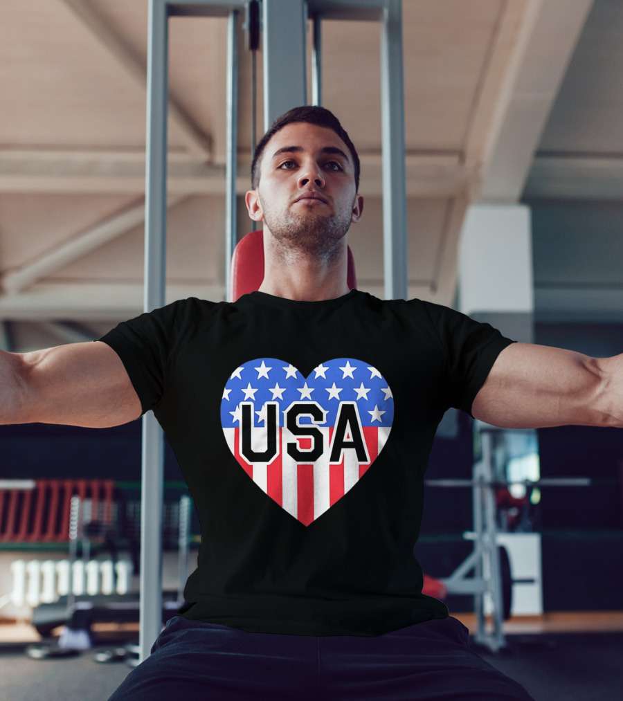 Patriotic USA Heart Shape Flag Stars And Stripes T-Shirt