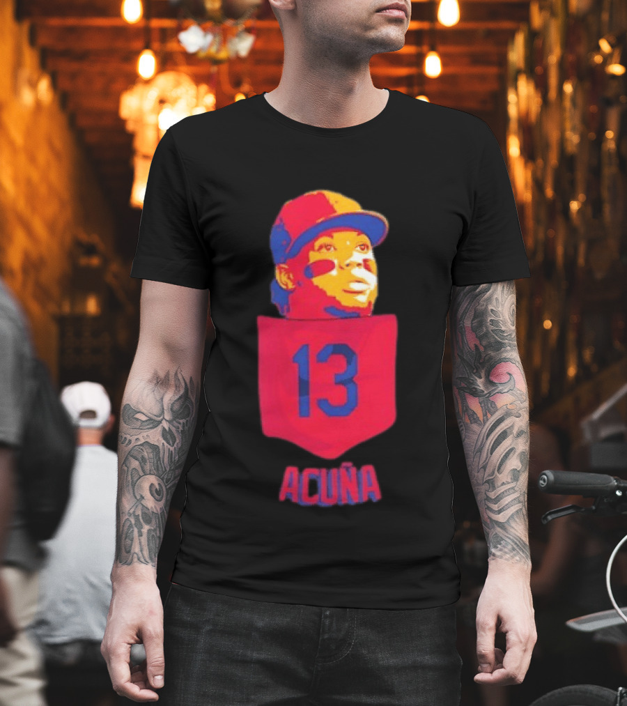 Ronald Acuna Jr 13 Atlanta Braves Baseball Player Pocket T-Shirt