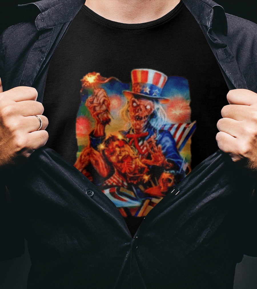 Crypt Keeper Uncle Sam 4th Of July Firework Spectacle T-Shirt
