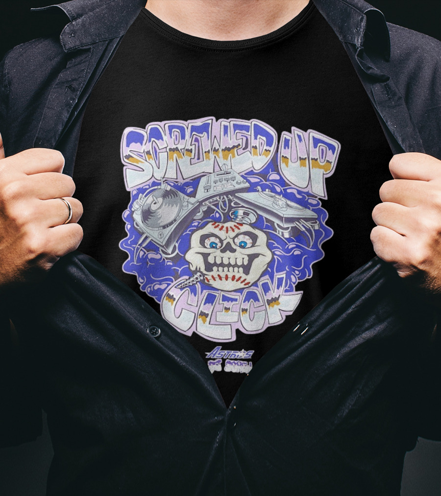 Screwed Up Click Skull DJ Houston Astros Mashup Visual T-Shirt