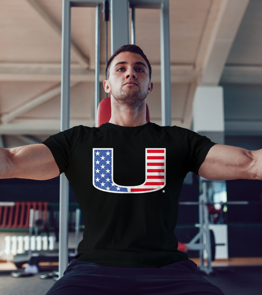 Miami Hurricanes USA Flag Stars Stripes Iconic Team T-Shirt