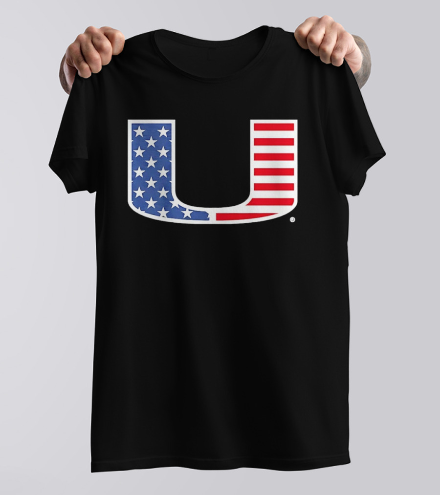 Miami Hurricanes USA Flag Stars Stripes Iconic Team T-Shirt