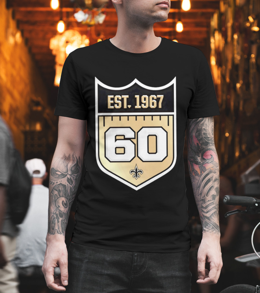 New Orleans Saints 60th Anniversary Est 1967 Fleur De Lis NFL Celebration T-Shirt