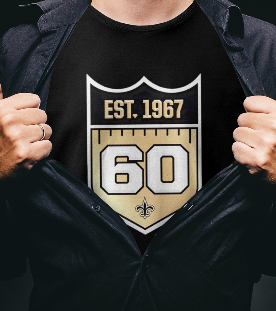 New Orleans Saints 60th Anniversary Est 1967 Fleur De Lis NFL Celebration T-Shirt