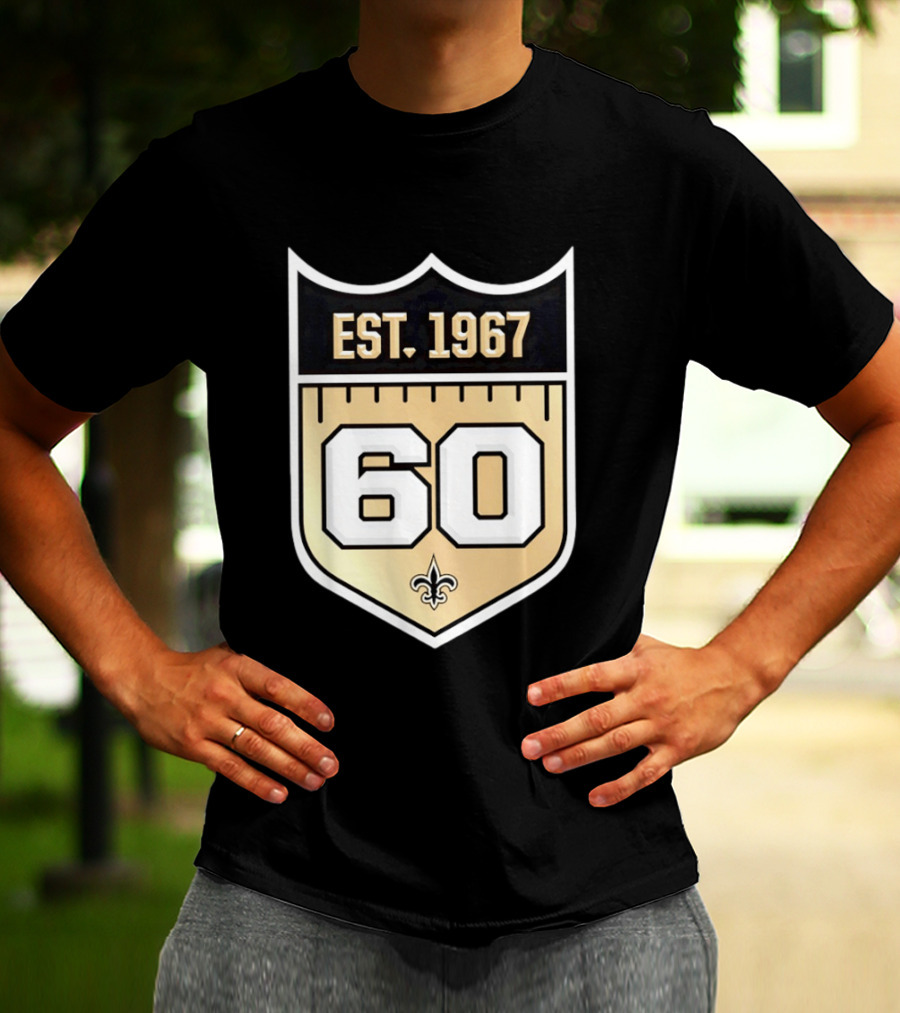 New Orleans Saints 60th Anniversary Est 1967 Fleur De Lis NFL Celebration T-Shirt
