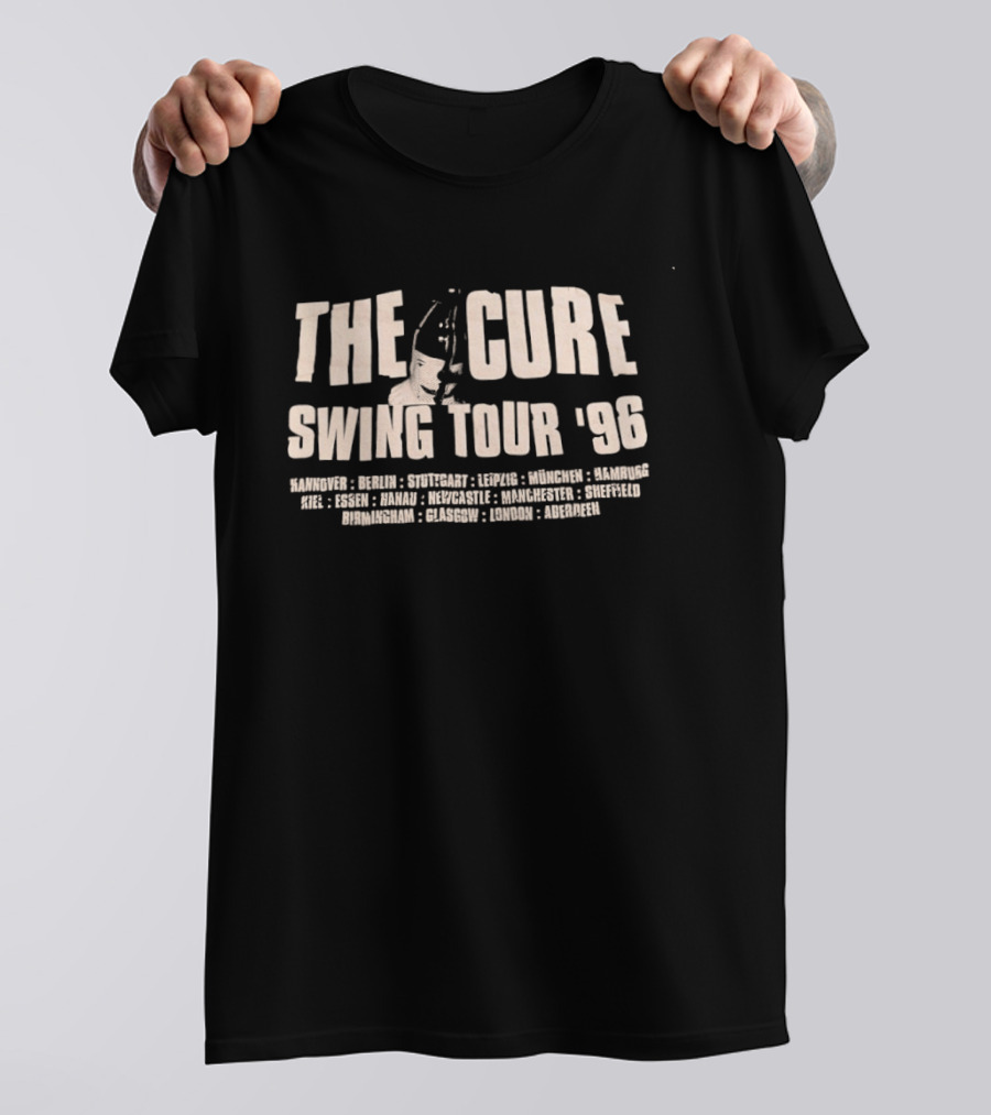 The Cure Swing Tour '96 European Cities Robert Smith Alternative Rock T-Shirt