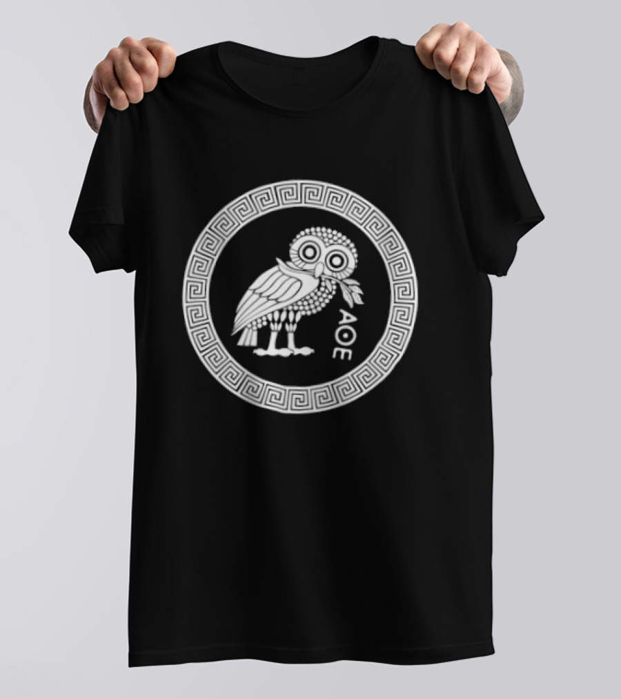 Owl Of Athena ΑΘΕ Symbol In Greek Circular T-Shirt