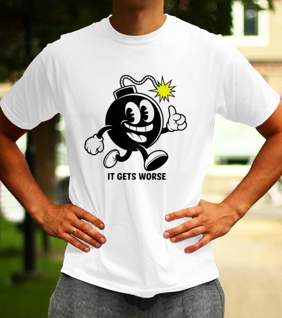 Bomb Walking Thumbs Up It Gets Worse Retro Cartoon T-Shirt