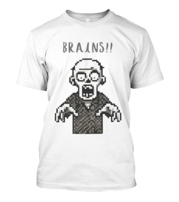 8 Bit Brains Pixel Zombie Undead Horror T-Shirt
