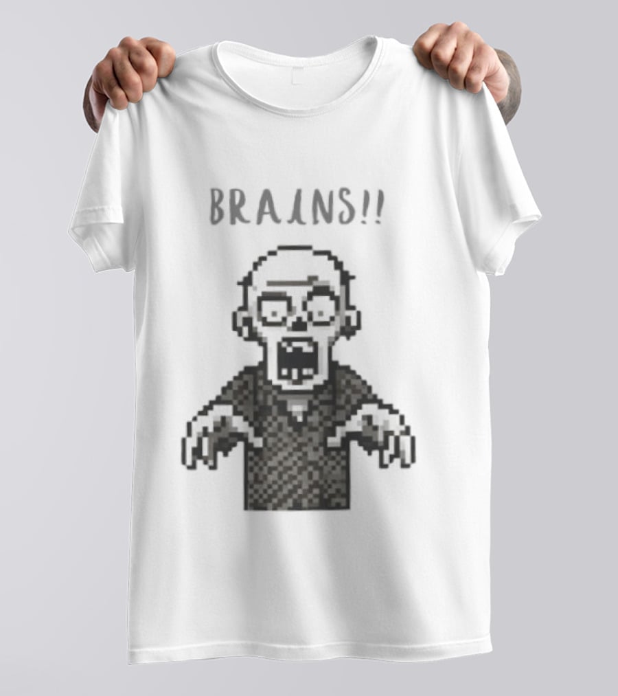 8 Bit Brains Pixel Zombie Undead Horror T-Shirt