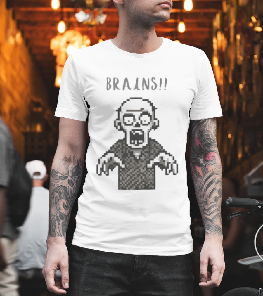 8 Bit Brains Pixel Zombie Undead Horror T-Shirt
