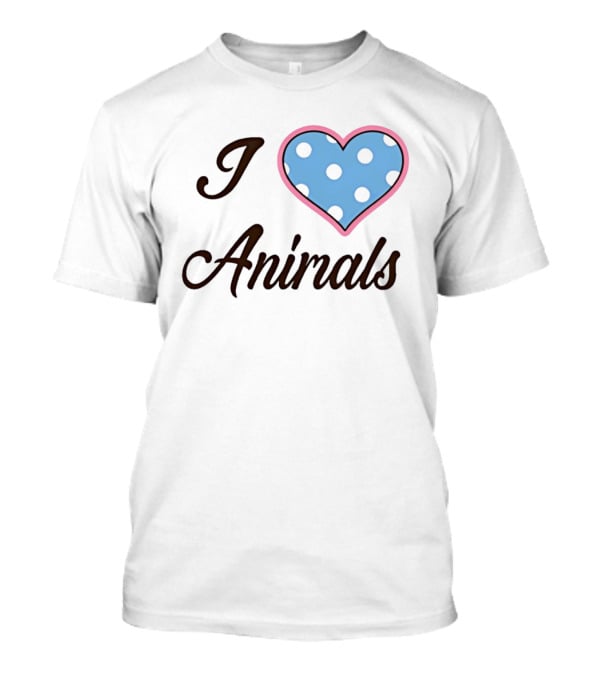 I Love Animals Blue Polka Dot Heart T-Shirt
