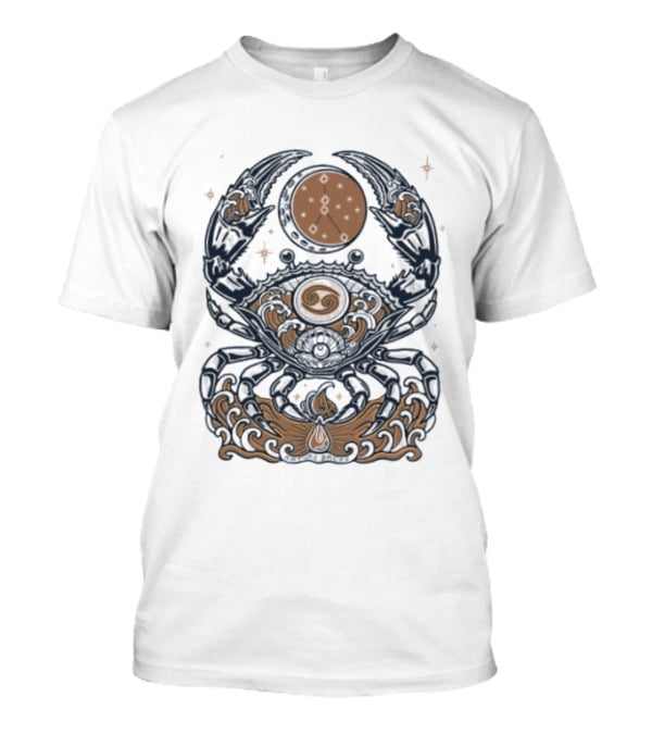 Cancer Zodiac Crab Celestial Moon Astrology Symbol And Stars T-Shirt