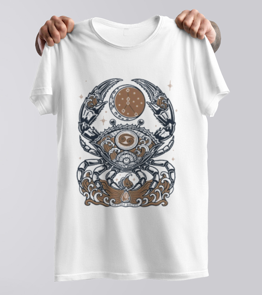 Cancer Zodiac Crab Celestial Moon Astrology Symbol And Stars T-Shirt