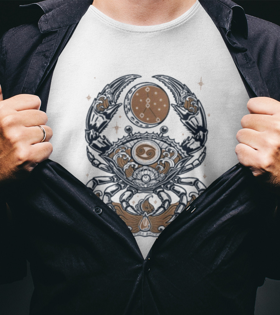 Cancer Zodiac Crab Celestial Moon Astrology Symbol And Stars T-Shirt