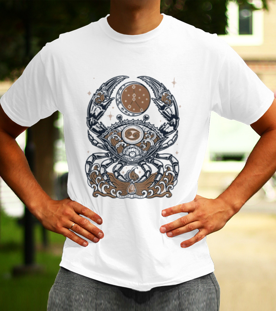 Cancer Zodiac Crab Celestial Moon Astrology Symbol And Stars T-Shirt