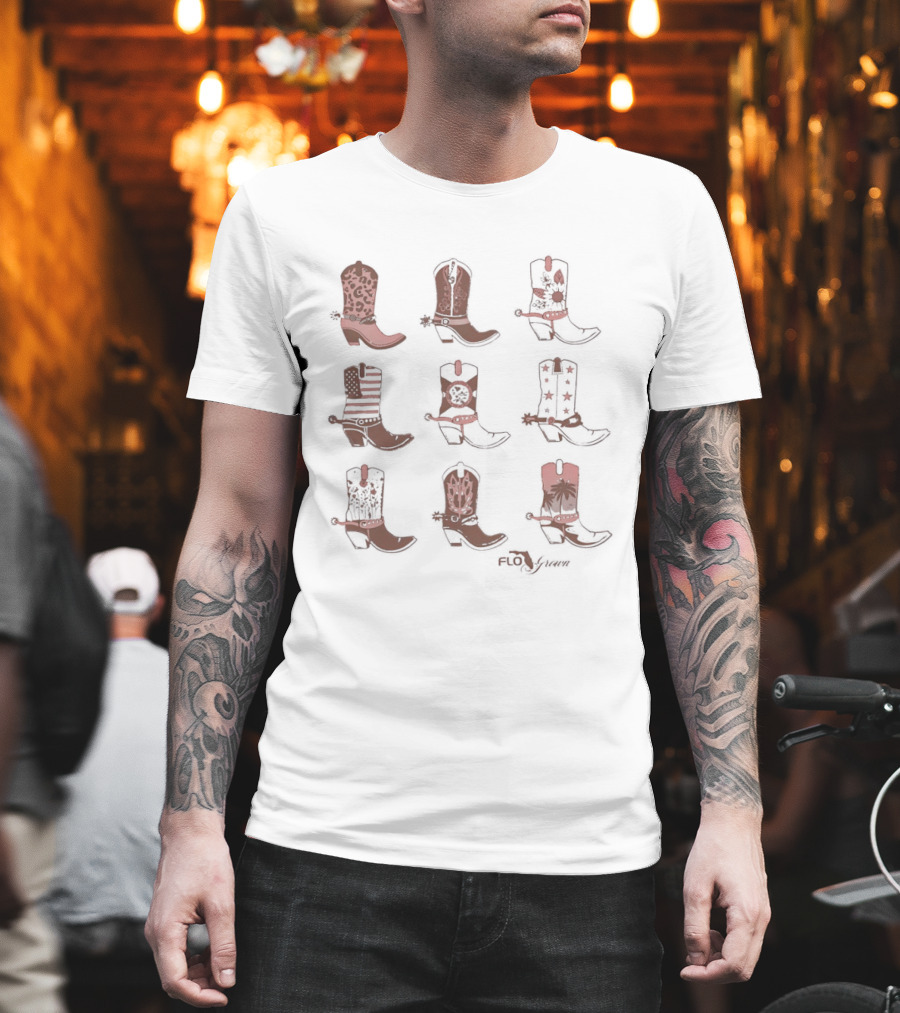 Cowboy Boots Collection FloGrown Classic Western Styles T-Shirt