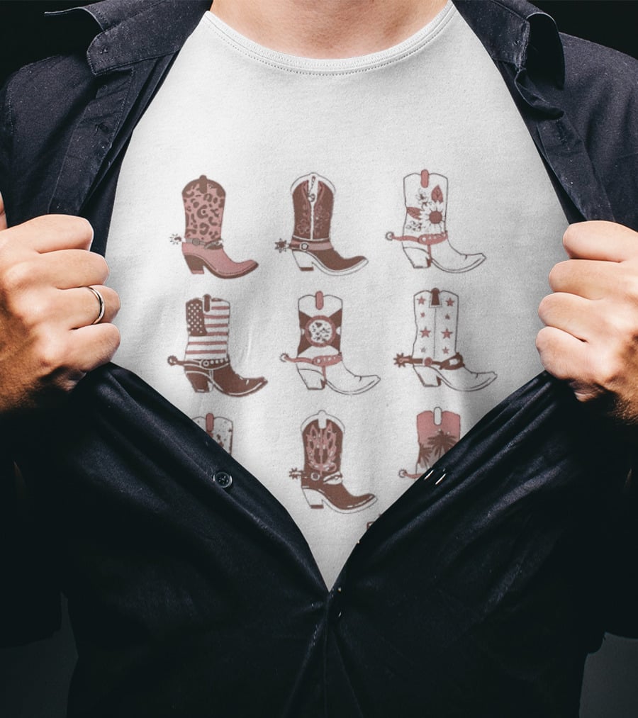 Cowboy Boots Collection FloGrown Classic Western Styles T-Shirt