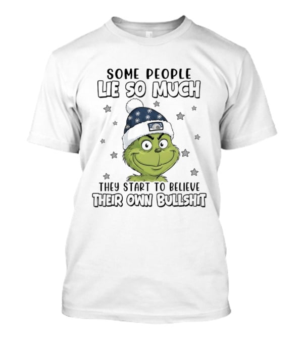 Some People Lie So Much They Start To Believe Their Own Bullshit Grinch Christmas Hat Stars T-Shirt